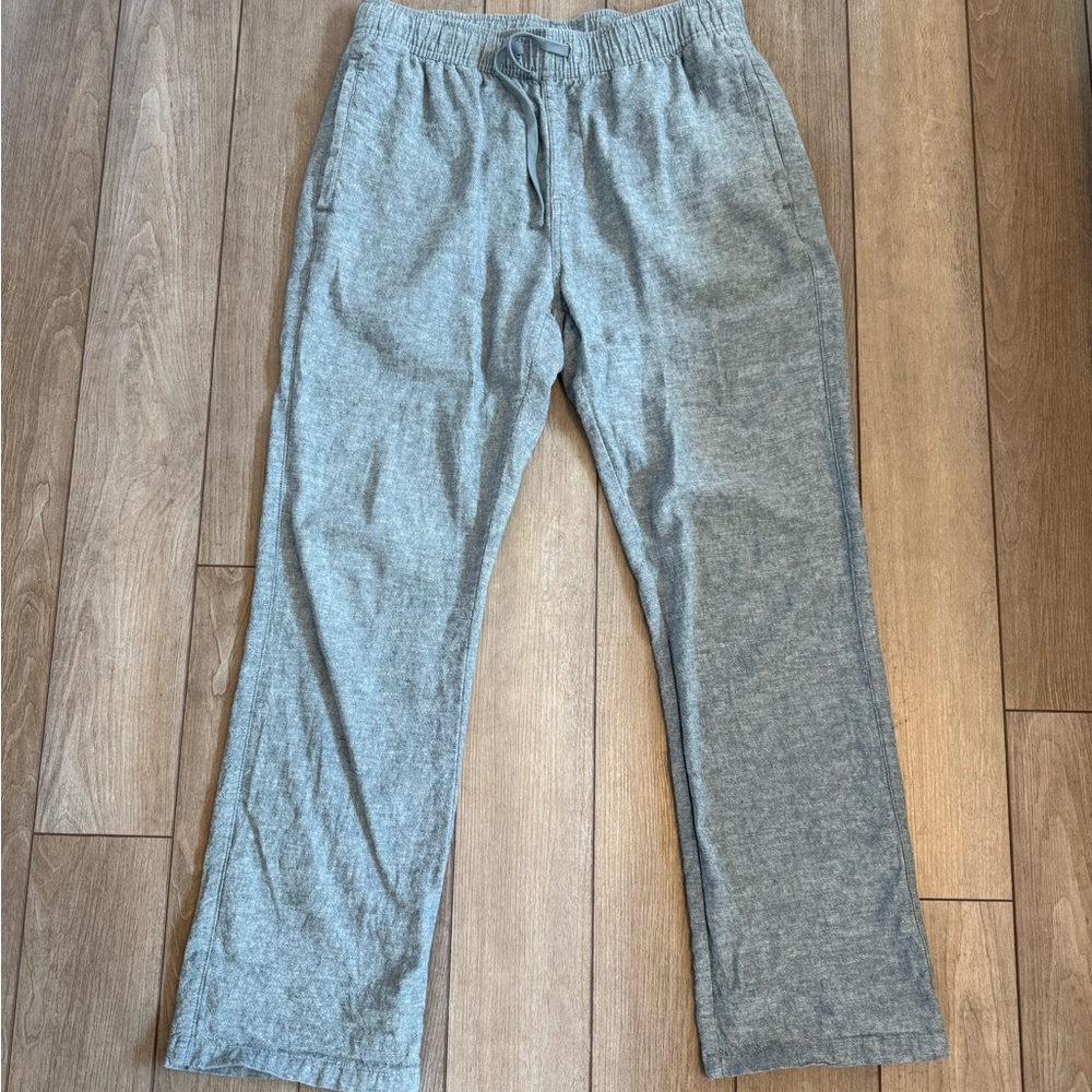 Katin Linen Blend Pull on Pants | size medium | color grey/green